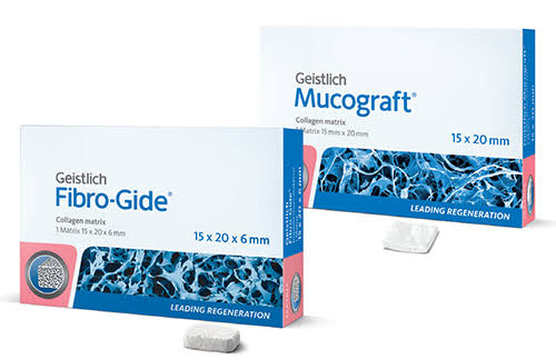 Geistlich Mucograft FibroGide Combi Pack featuring collagen matrices for effective tissue regeneration