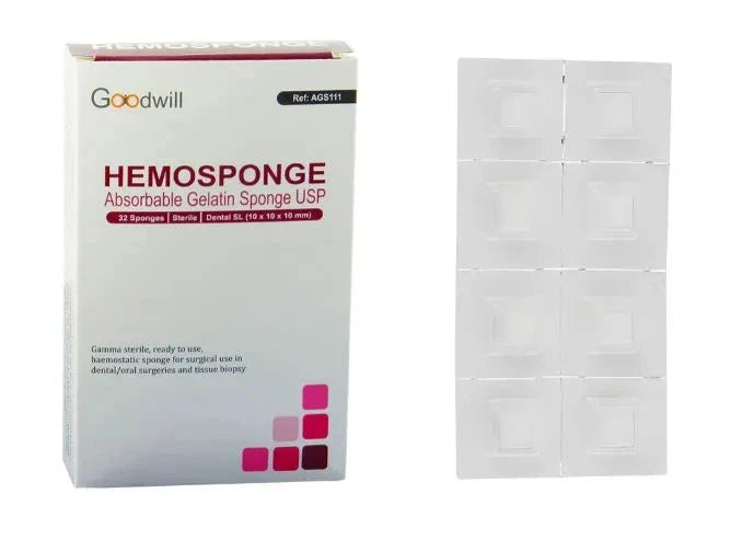 Goodwill Hemosponge USP Absorbable Gelatin Sponge for dental and oral surgery, 32 count box