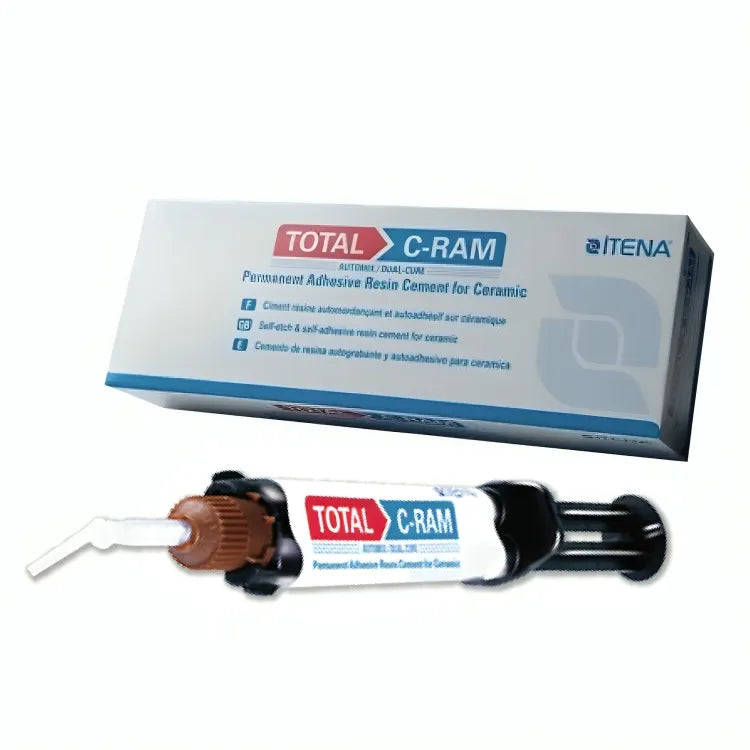 Itena Total C-Ram TR Shade dental cement cartridge and box, adhesive resin cement for ceramic restorations