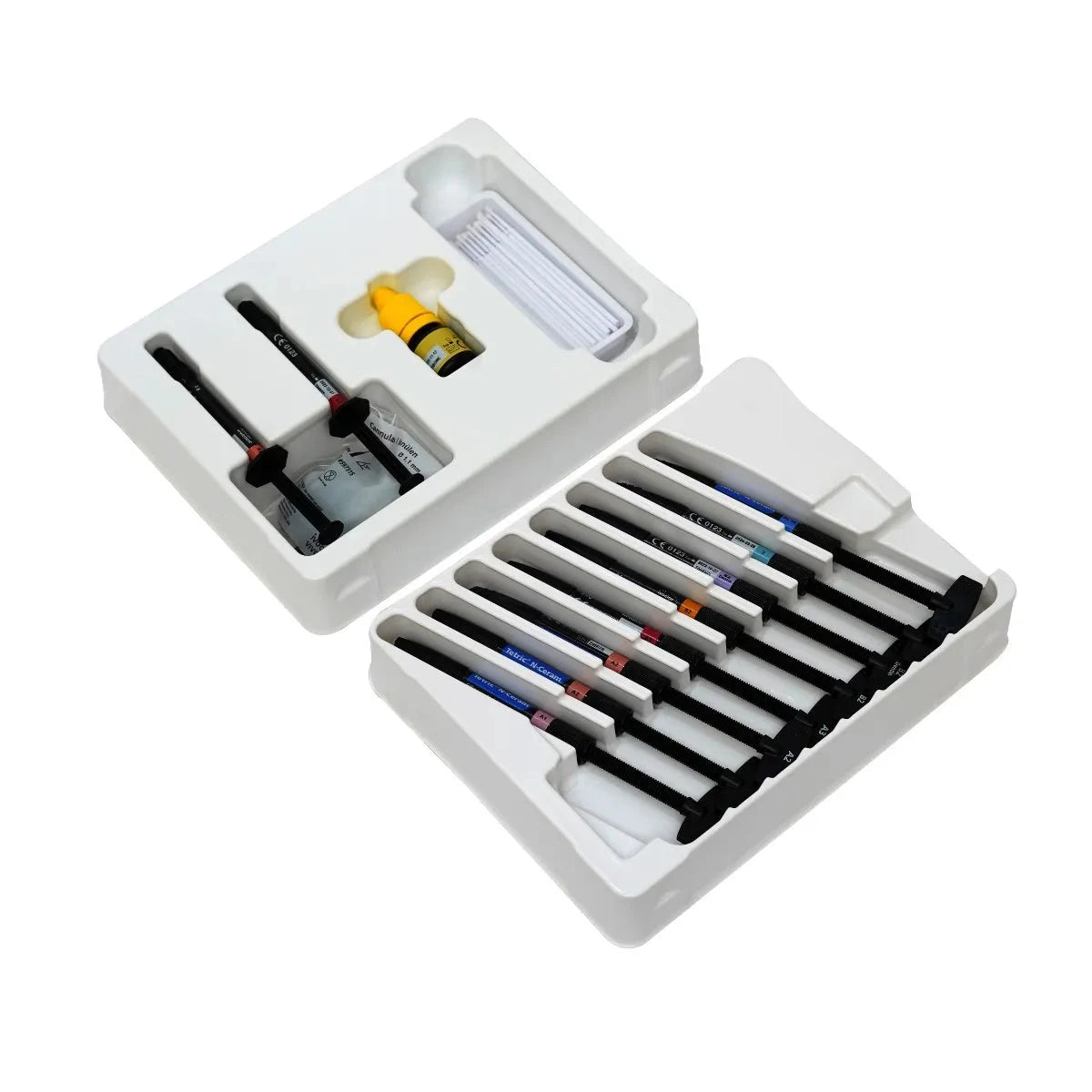 Ivoclar Tetric N collection kit with dental materials and accessories in a white storage case