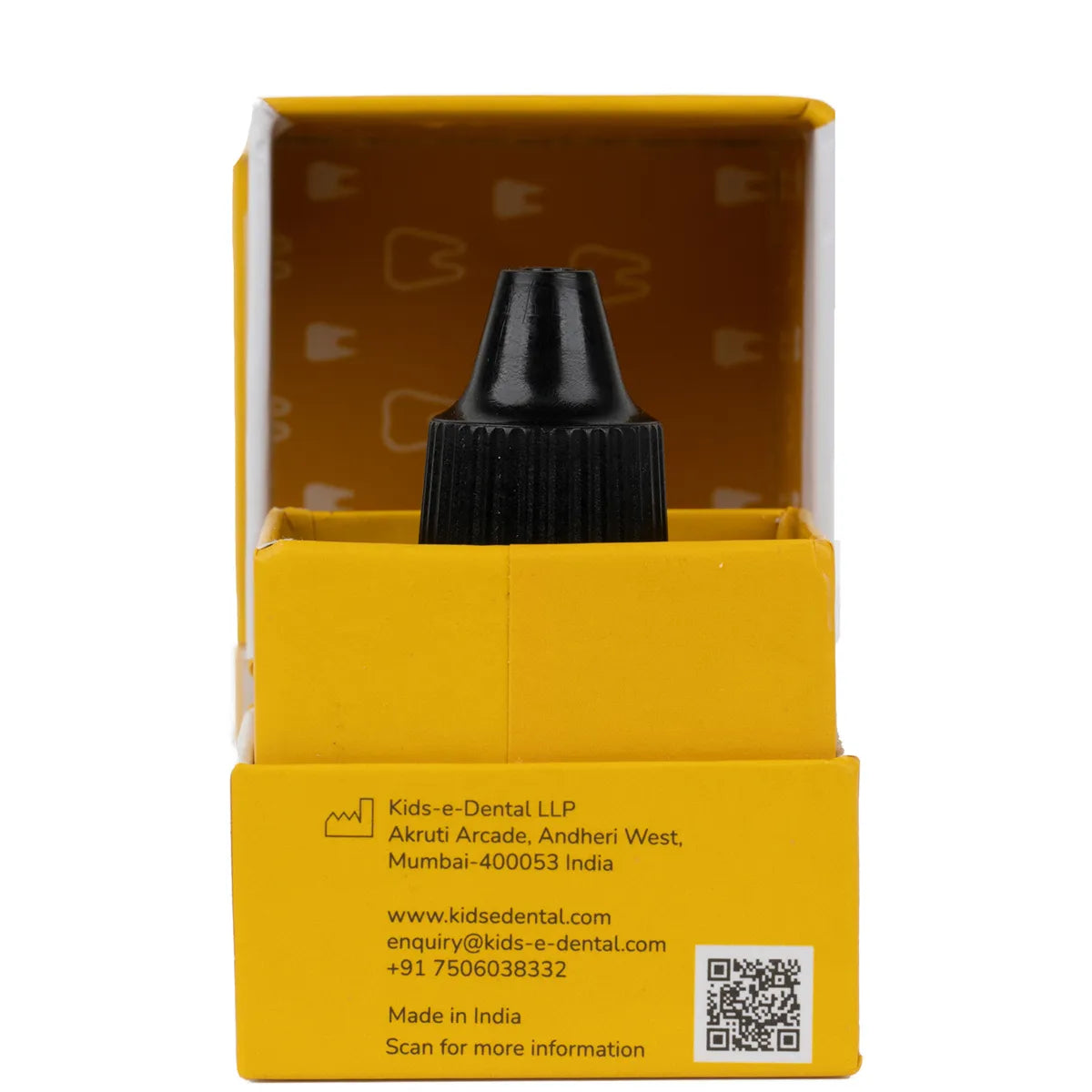 Beetle Dental Kids Silver Diamine Fluoride small black dropper bottle tip in yellow product box