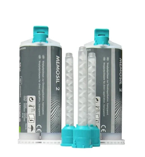 Kulzer Memosil 2 dental impression material in cartridges with mixing tips for precise dental applications