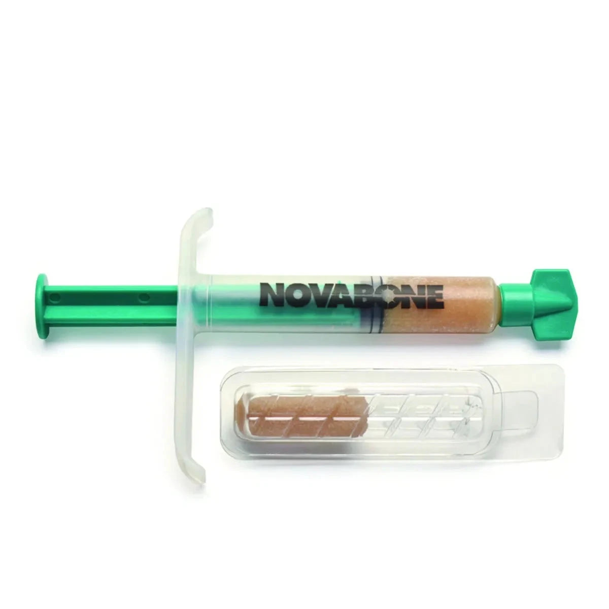 Novabone dental putty syringe with clear packaging for dental applications