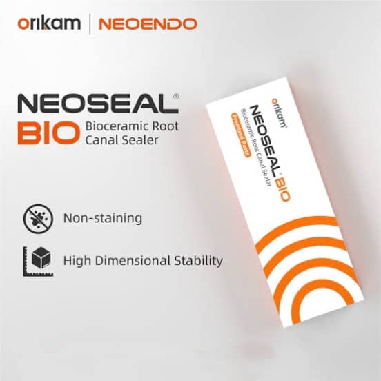 Orikam Neoendo Neoseal Bio Bioceramic Root Canal Sealer for dental procedures with non-staining and stable properties