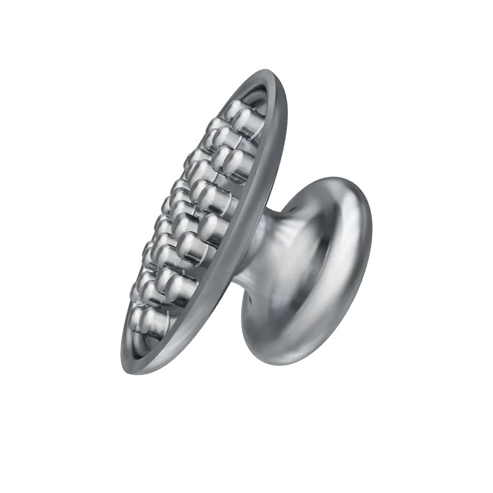 Close-up of orthodontic metal bonding buttons designed for secure braces attachment in dental treatments