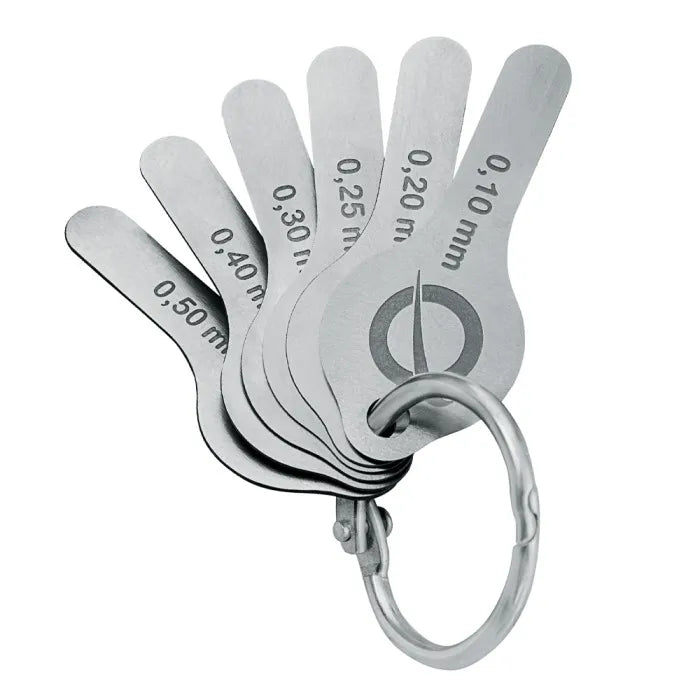 Set of stainless steel interproximal space gauge tools for measuring dental gaps accurately