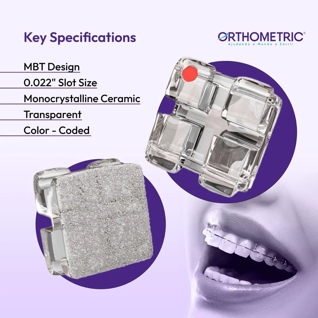 Beetle Dental monocrystalline ceramic dental brackets in transparent design with color coding for orthodontic use