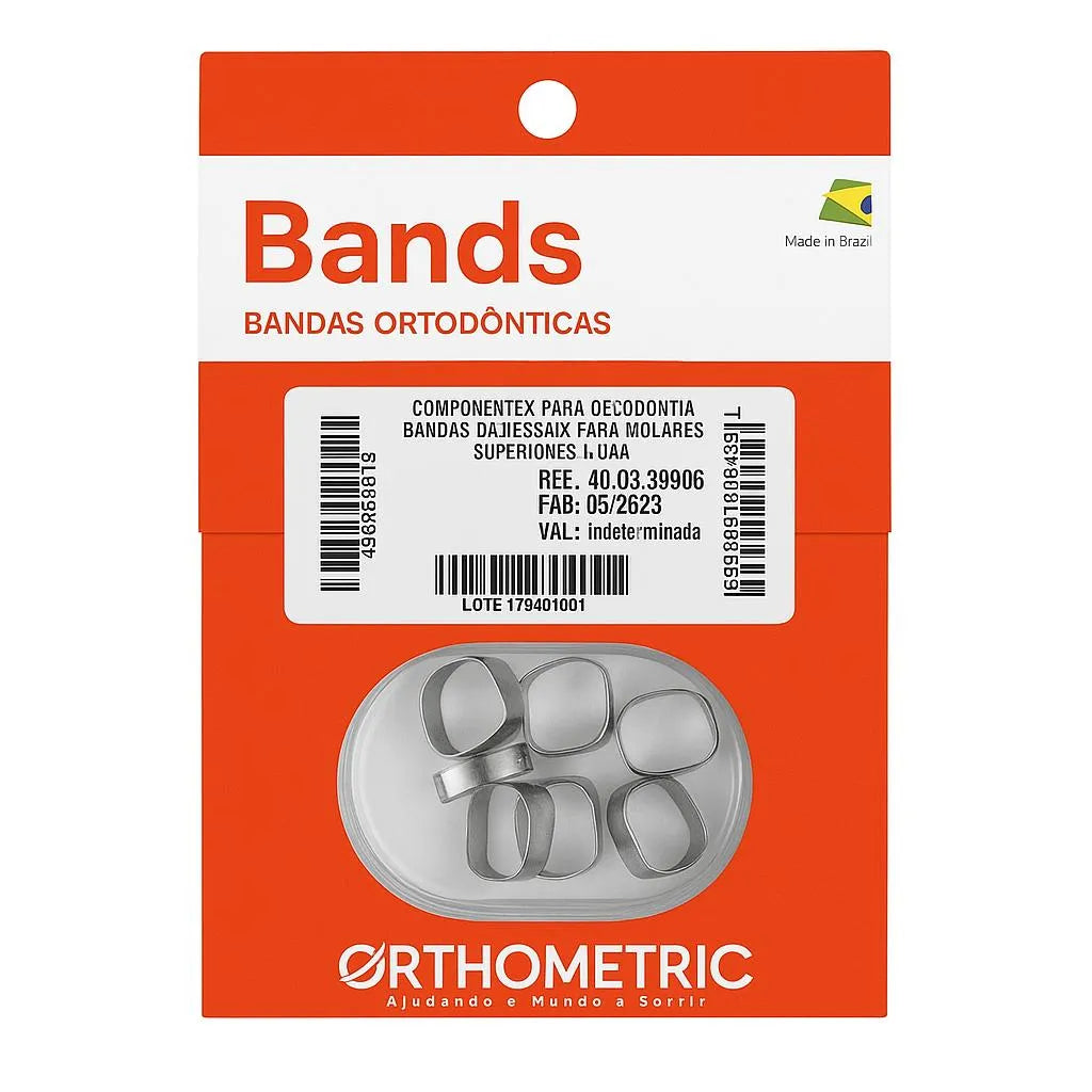 OrthoMetric ortho bands upper for dental treatments in a packaging by Beetle Dental