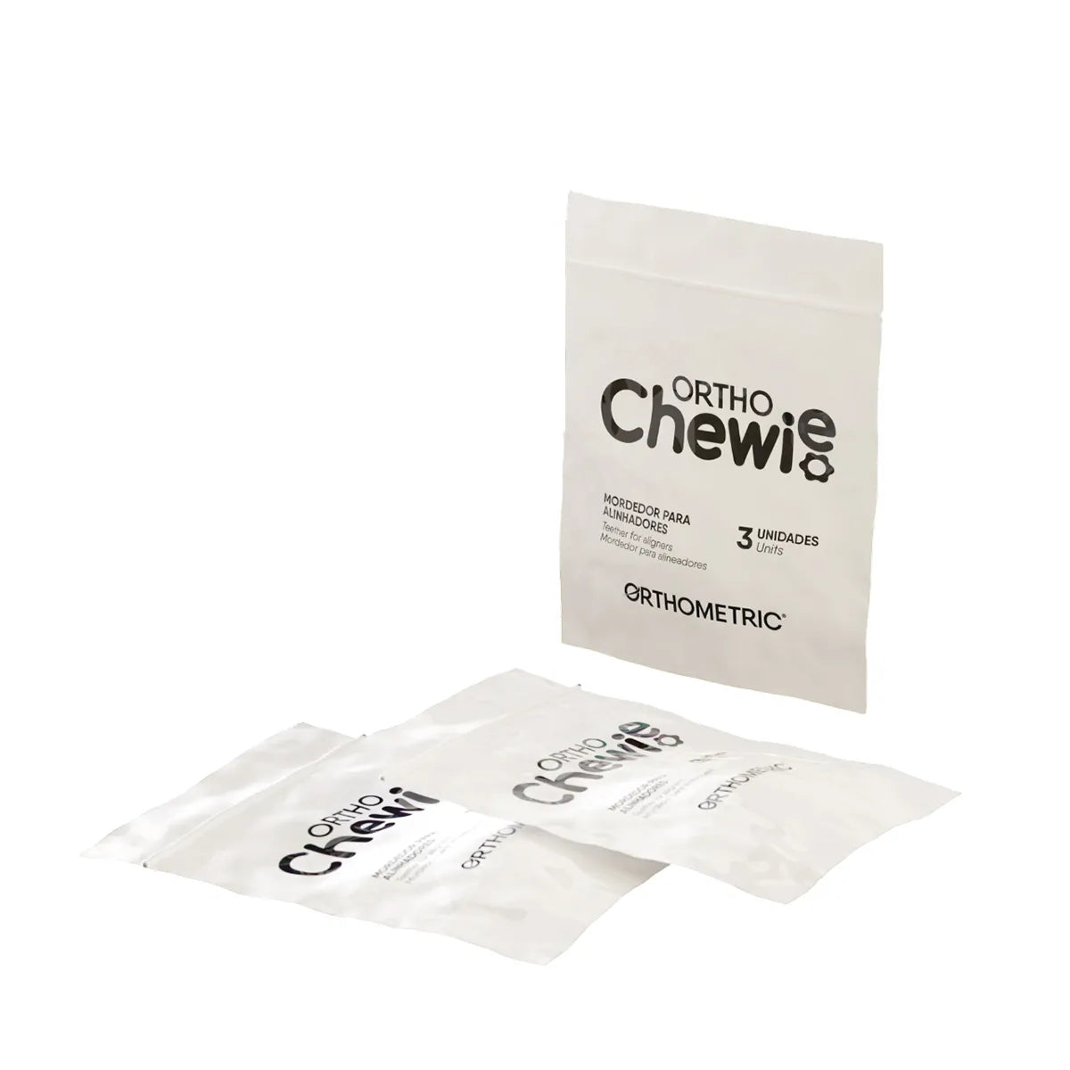 Ortho Chewie for aligners pack with three individually wrapped units for improved teeth alignment