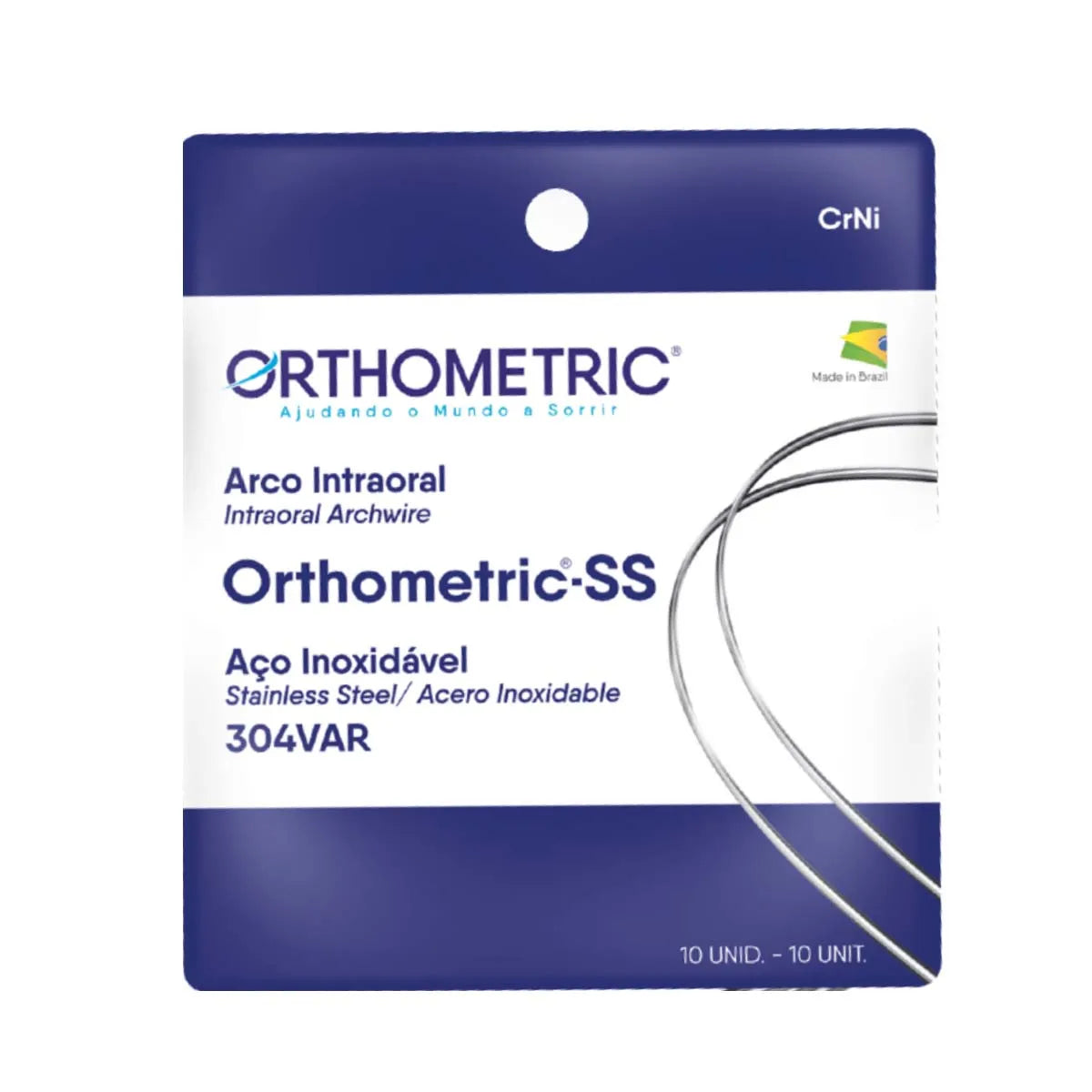 Beetle Dental Orthometric SS Archwires in a 10-count pack for dental orthodontics