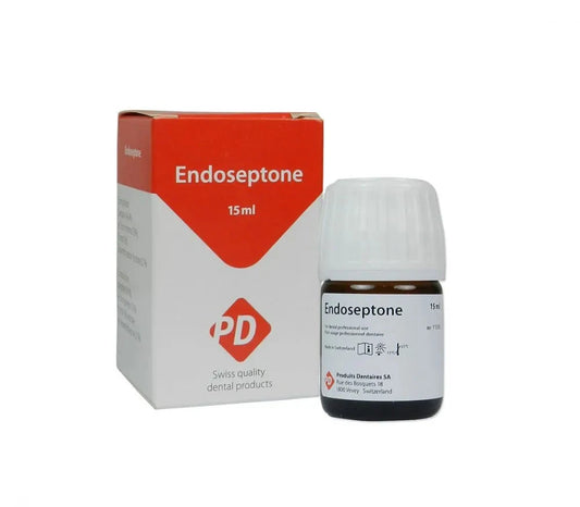 PD Endoseptone dental antiseptic in 15ml bottle with packaging for dental hygiene