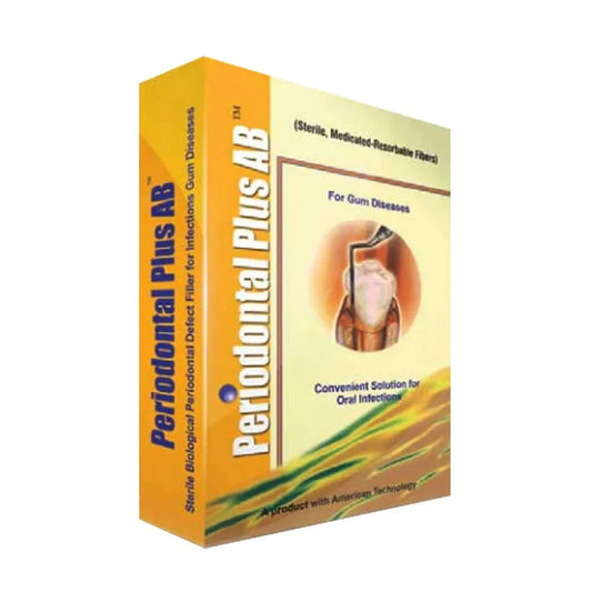 Periodontal Plus AB gum treatment for gum diseases with sterile, medicinal fibers for oral infection