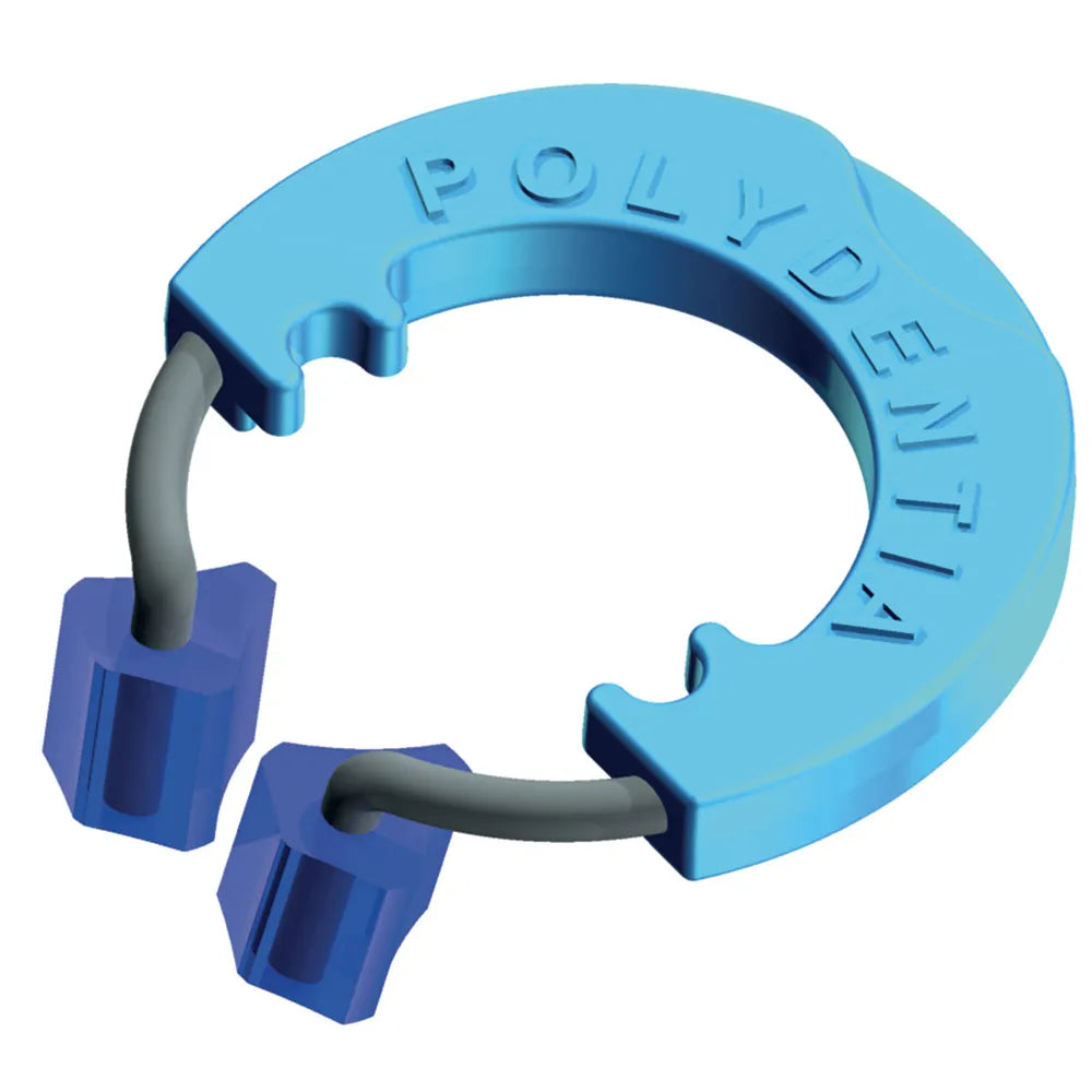 Polydentia Diamond24 Silicone Tubes blue circular dental ring with two gray silicone tube ends for impression