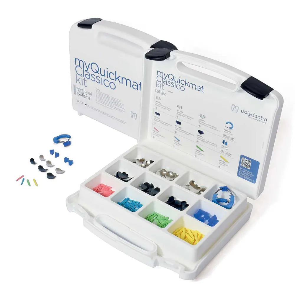 Polydentia MyQuickmat Classico sectional matrix kit open organizer case with assorted rings wedges and bands