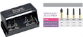 Prima Dental Accuprep PR-2T crown prep kit with black bur holder and assorted diamond rotary burs and size chart