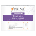 Prime Dental Restorite Micro Hybrid Kit composite restorative material kit packaging showing brand logo and shade list