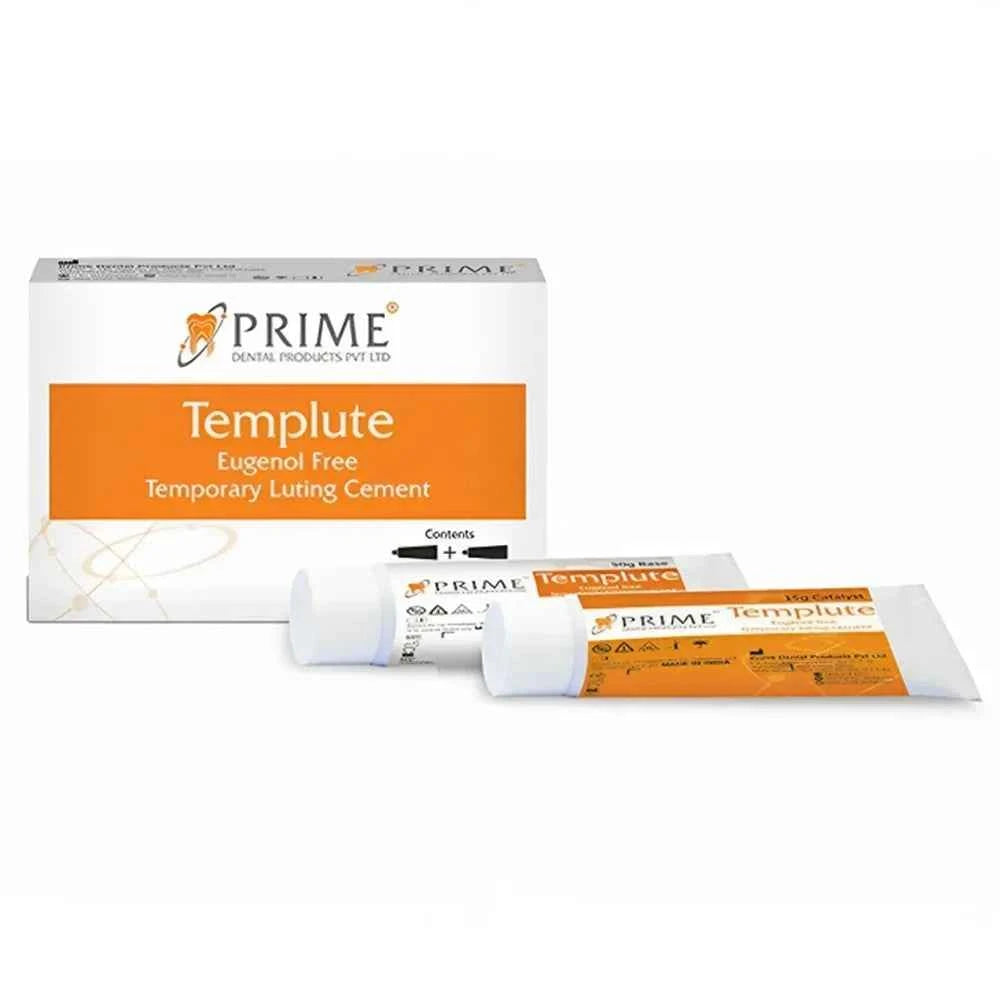 Prime Dental Templute cement eugenol free temporary luting cement tubes with packaging by Beetle Dental