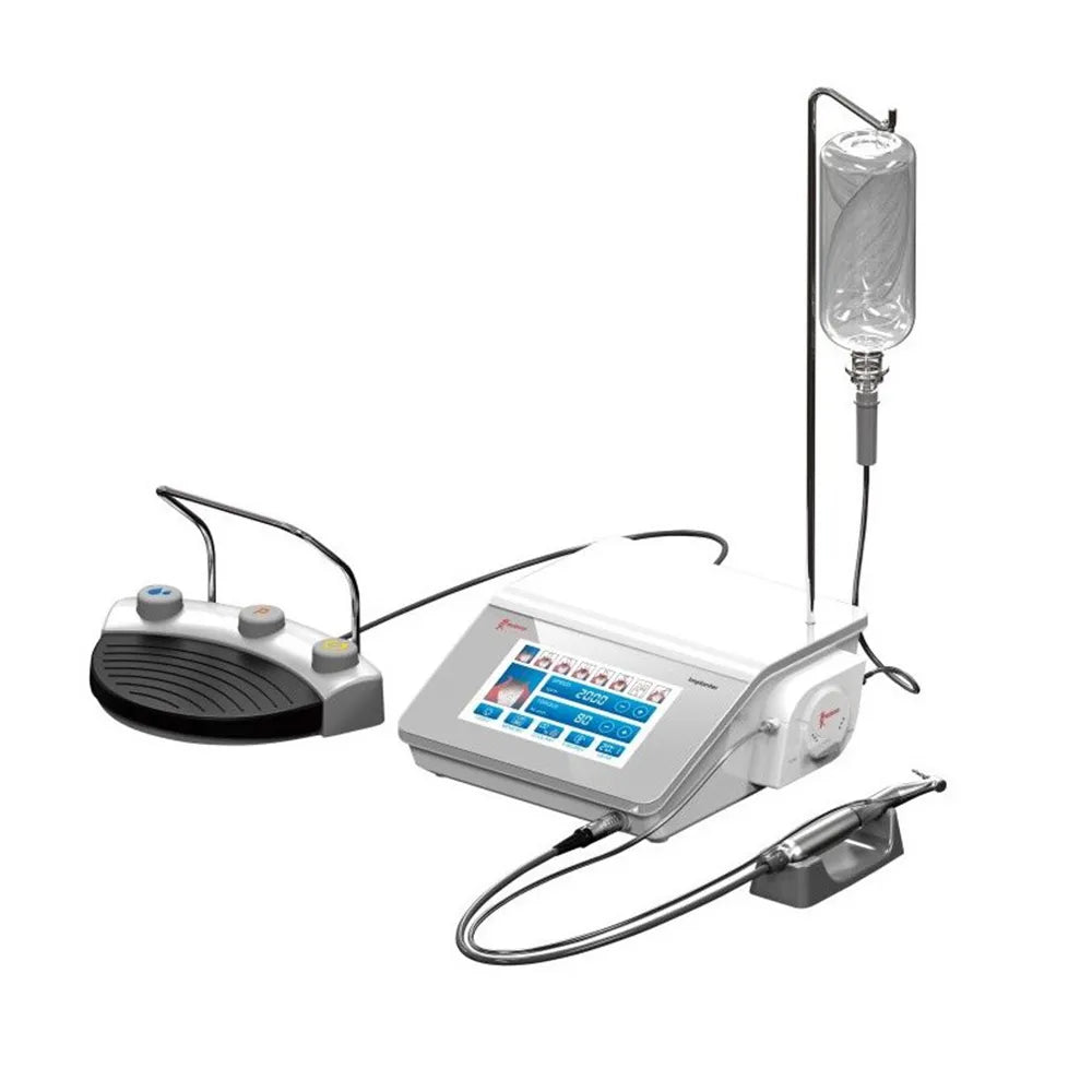 Woodpecker physiodispenser for dental implants console with touchscreen handpiece foot pedal