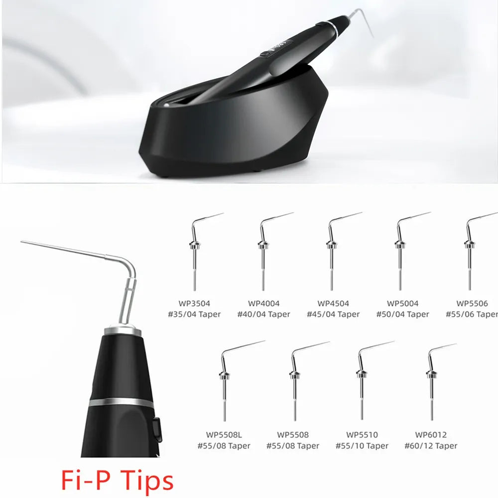 Woodpecker Fi-P obturation pen tips set with Beetle Dental cordless Fi-P pen and multiple tapered stainless tips
