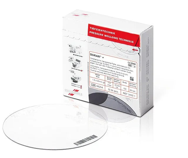 Scheu Duran dental insulation foil clear circular discs with white red packaging box for dental use
