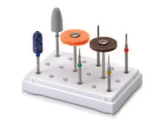 Scheu Finishing Set 3378 dental polishing kit on white organizer tray with assorted discs wheels and finishing points
