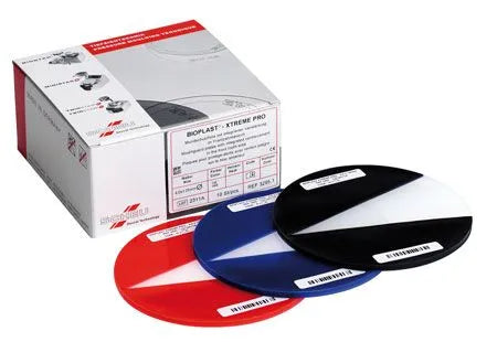 Boxed Beetle Dental Scheu Bioplast Xtreme dental sheets with red blue and black thermoforming discs for dental splints