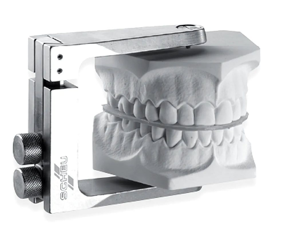 Beetle Dental Scheu Split Fixator dental tool holding plaster upper and lower dental casts for occlusion