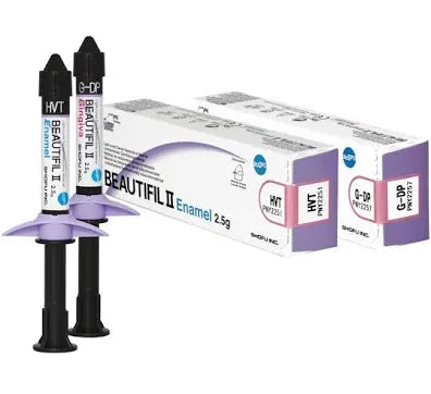 Shofu Beautifil Enamel shades dental composite pack with two 2.5g syringes for restorative applications