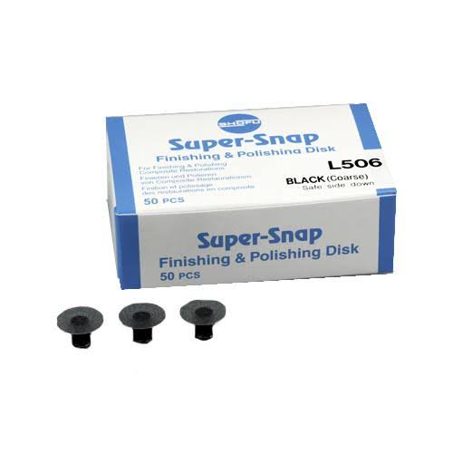 Shofu Super Snap refills dental polishing disks in black, 50 coarse finish disks in a box