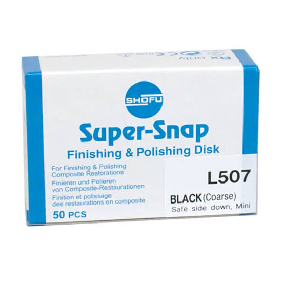 Shofu Super Snap refills dental black polishing disks for composite restorations in a pack of 50