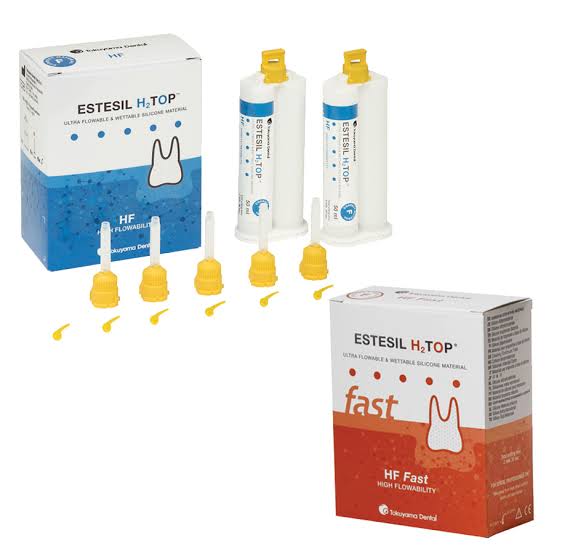 Tokoyama Estesil H2 TOP Putty Set with syringes and tips for dental use and high flowability