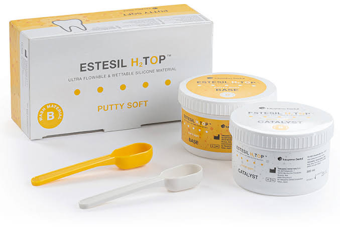 Tokoyama Estesil H2 TOP Putty Set with soft silicone material for dental impressions.