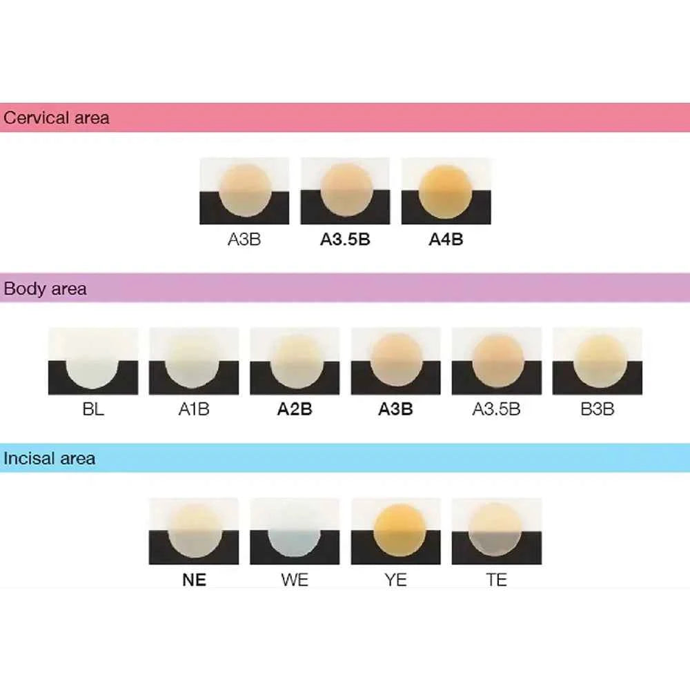 Tokuyama Omnichroma Blocker 4gm price showcasing color shades for different dental areas