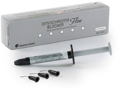 Tokuyama Omnichroma Blocker Flow dental composite syringe with applicator tips for dental restoration