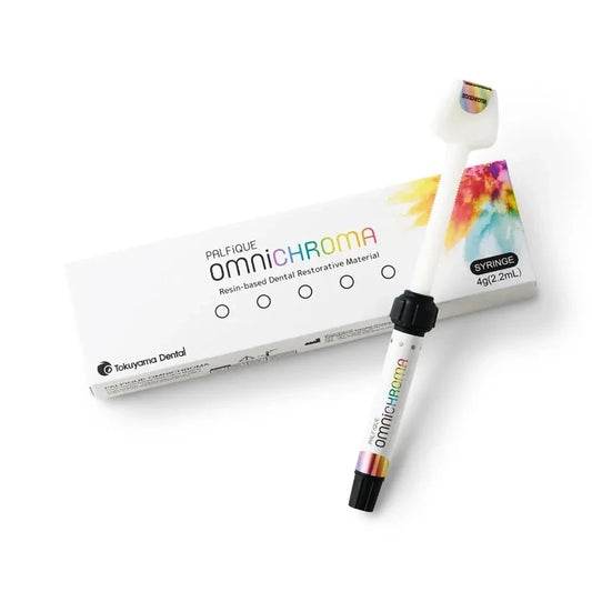 Tokuyama Omnichroma dental resin in a syringe with packaging for effective dental restoration