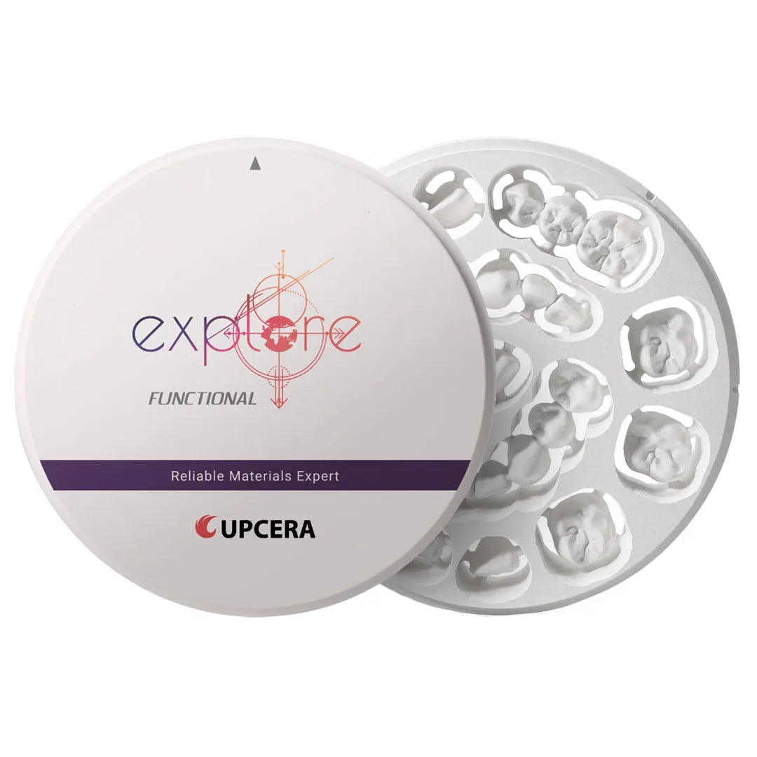 Upcera dental zirconia blanks in a round packaging for dental applications and restorations