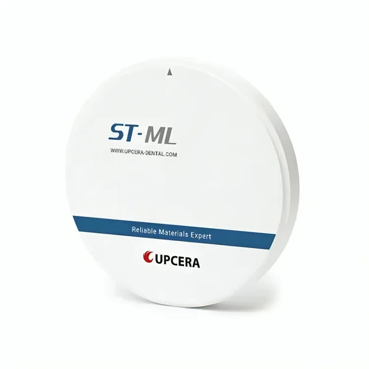 Upcera dental zirconia blanks in a sleek white packaging for dental applications and restorations