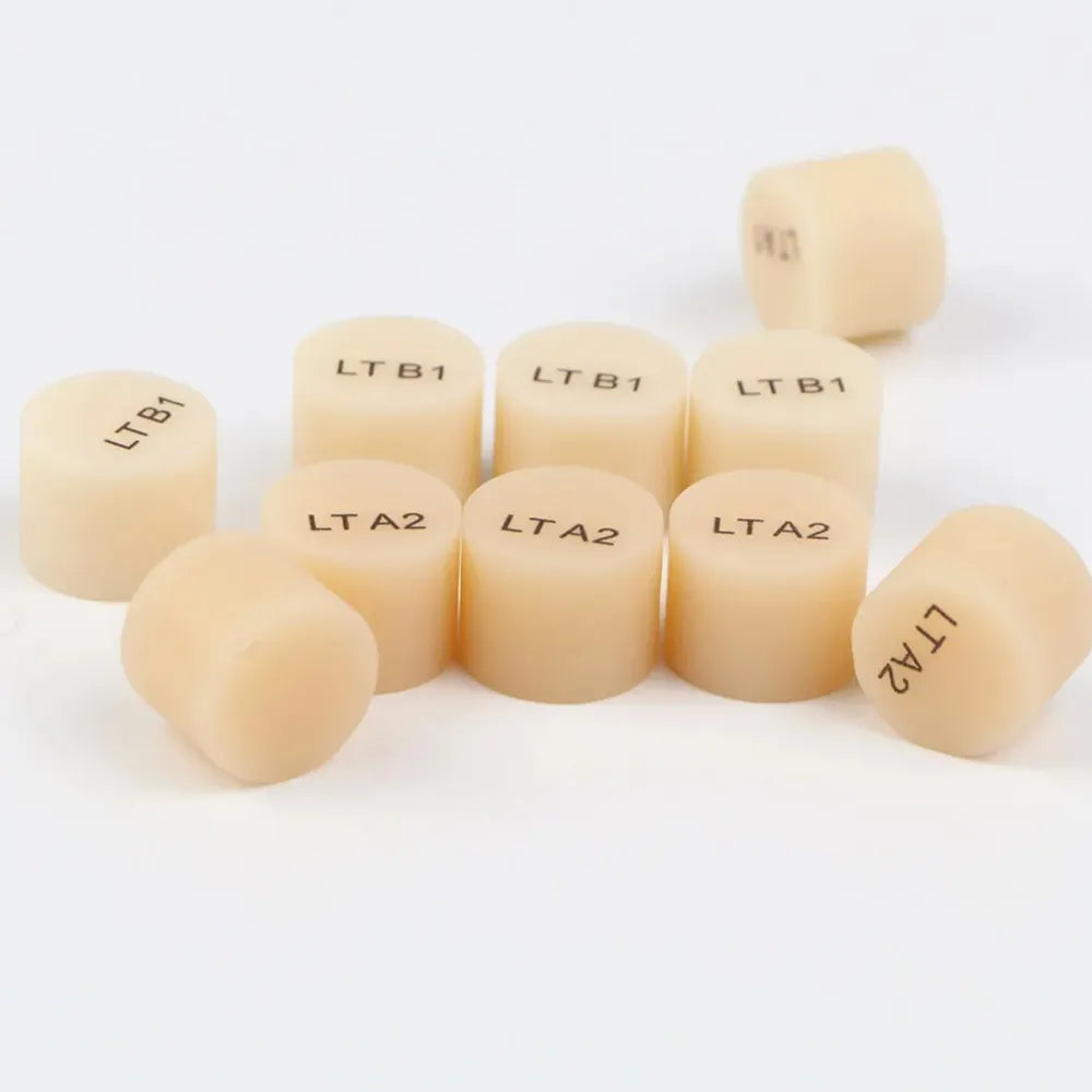 Upcera lithium disilicate ingots A2 arranged in a group for dental restoration applications