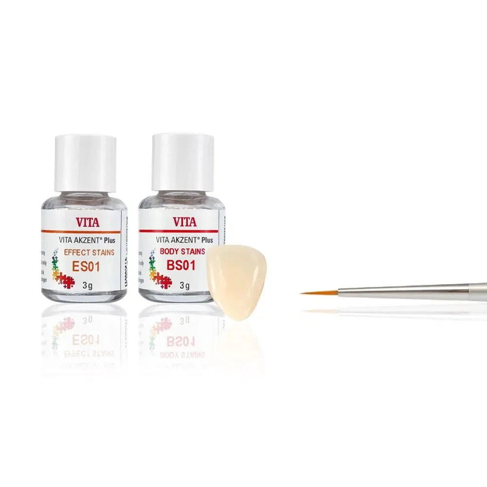 VITA AZDENT Plus dental stains set including Effect and Body Stains for shade matching in dentistry