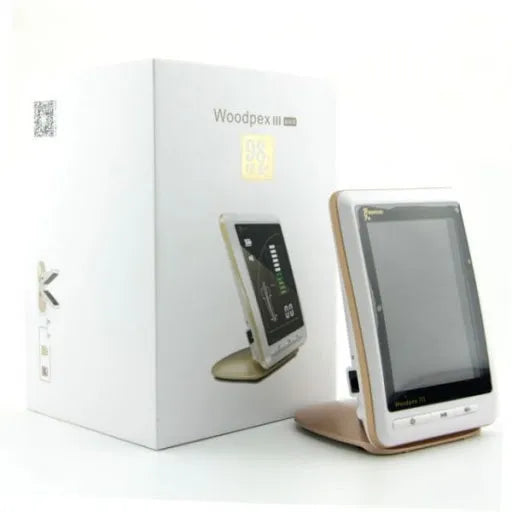 Woodpecker Apex Locator Woodpex III dental apex locator device and retail box on white background