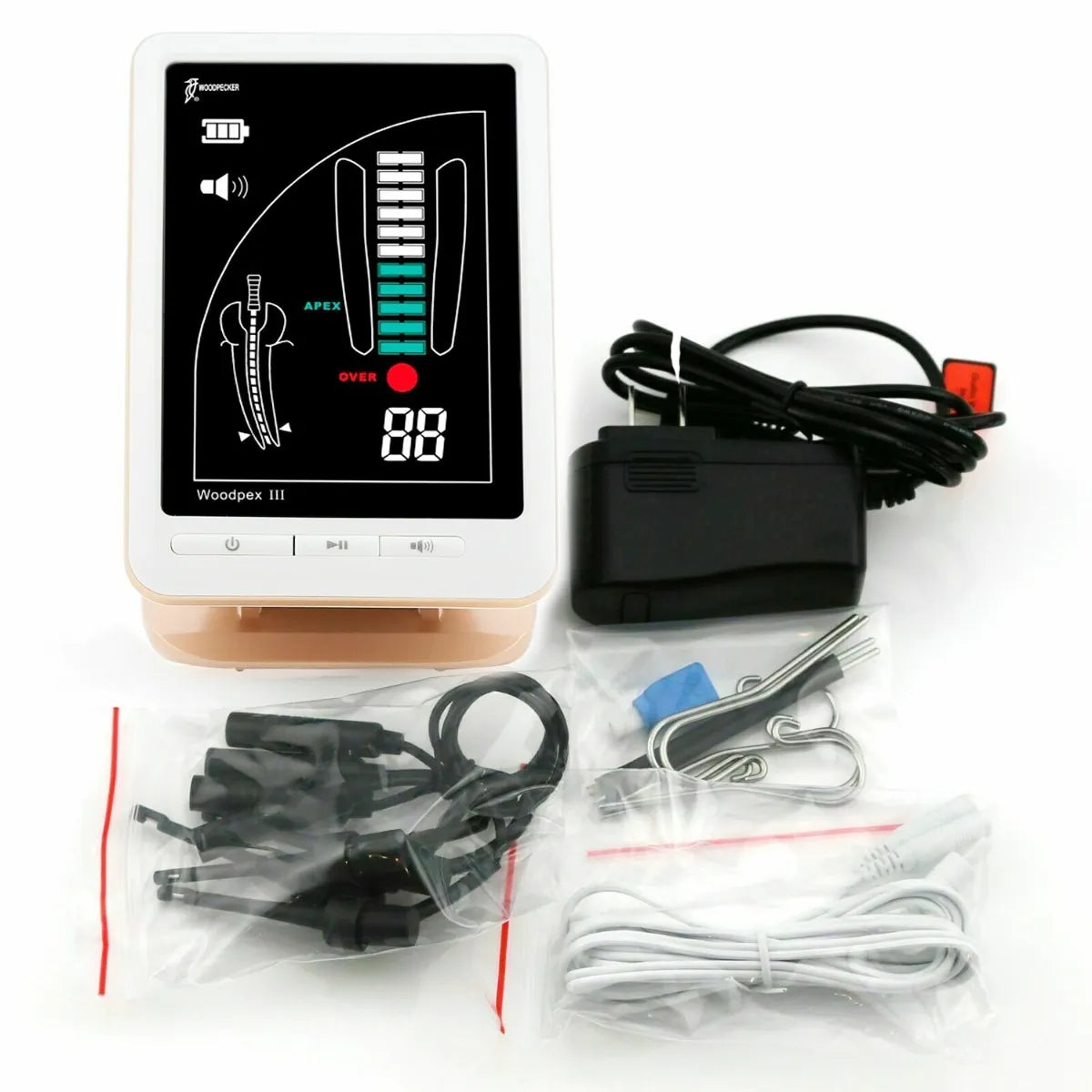 Woodpecker Apex Locator Woodpex III endodontic apex locator with power adapter clips cords and accessories