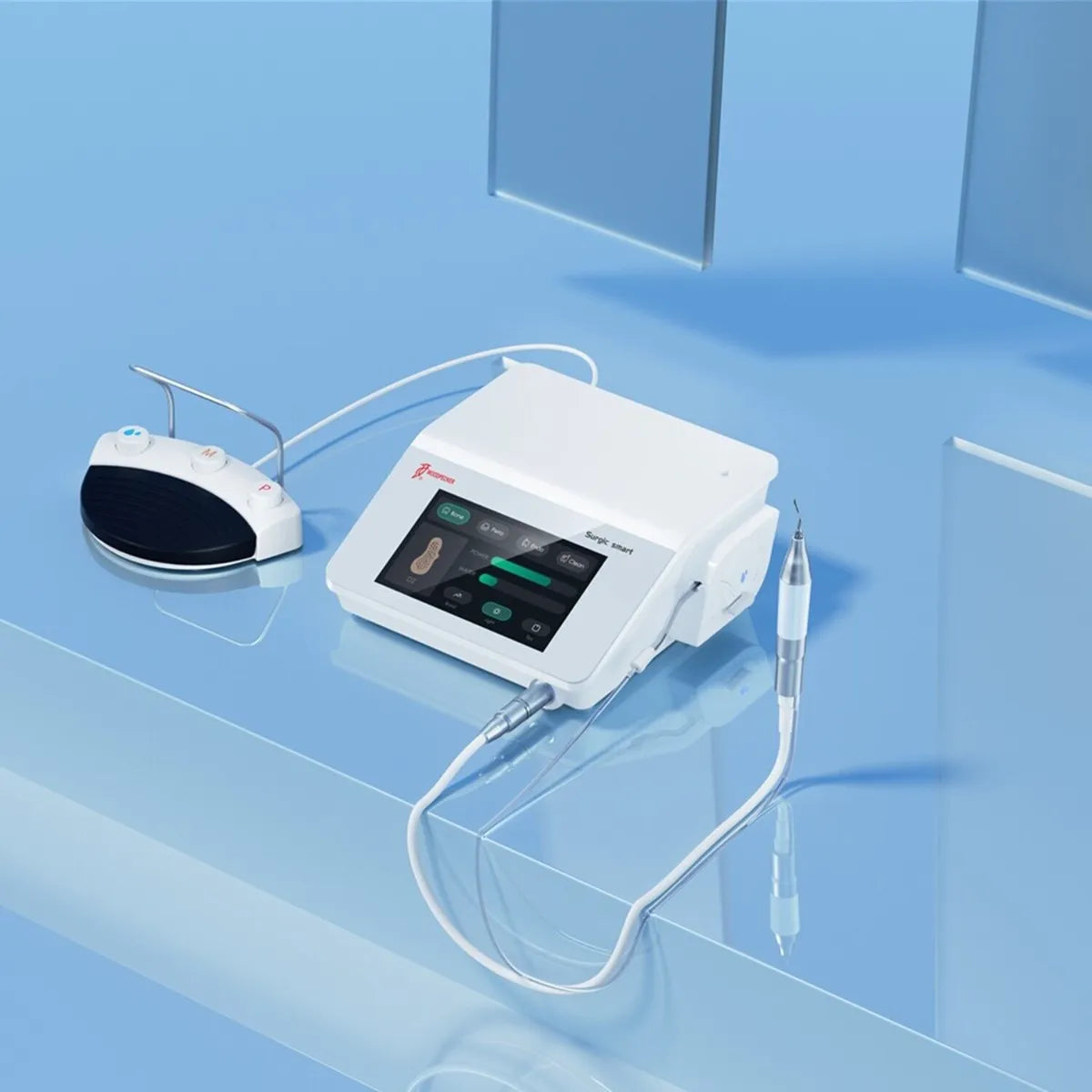 Woodpecker Surgic Smart piezosurgery unit with touchscreen handpiece and foot pedal for dental surgery