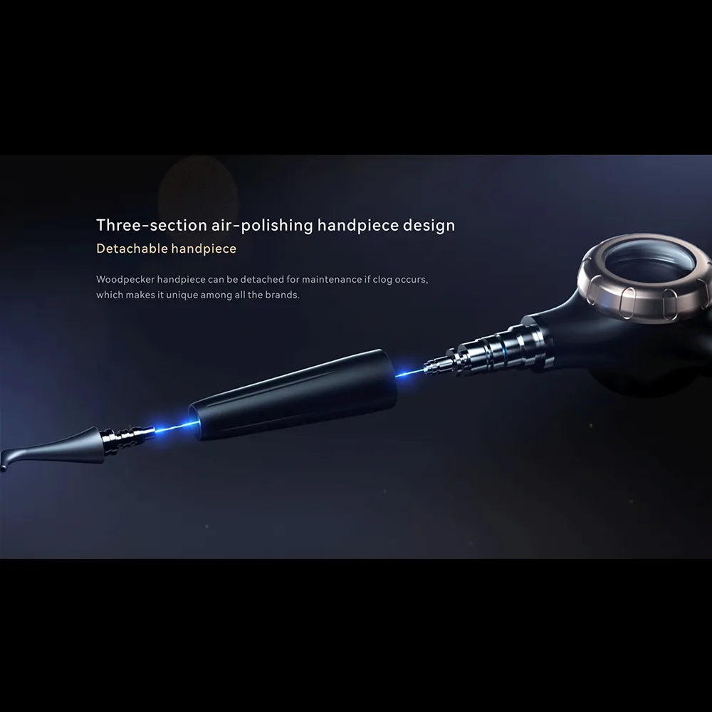 Woodpecker Air Polisher AP-H black three section detachable air polishing handpiece with ergonomic grip