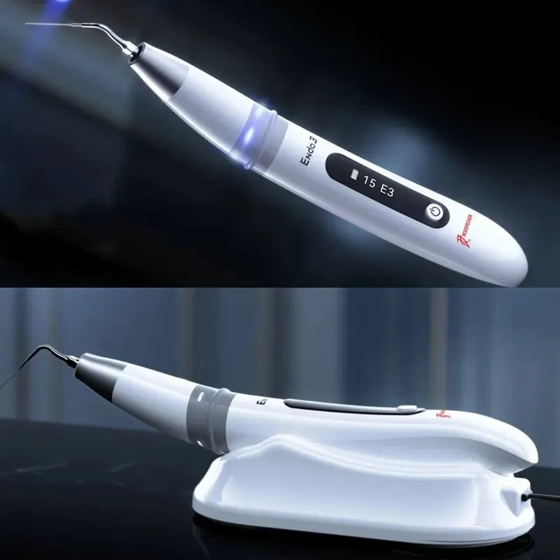 Beetle Dental Woodpecker Endo 3 ultrasonic endo activator cordless white handpiece with angled tip and charging base