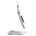 White handheld dental unit with docking base and curved tip Woodpecker Endo 3 ultrasonic endo activator
