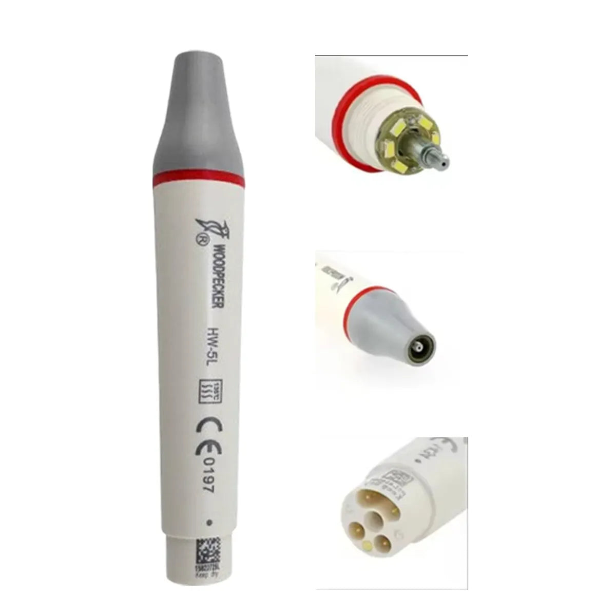 Woodpecker HW-5L optic scaler handpiece white gray LED dental ultrasonic handpiece with red ring