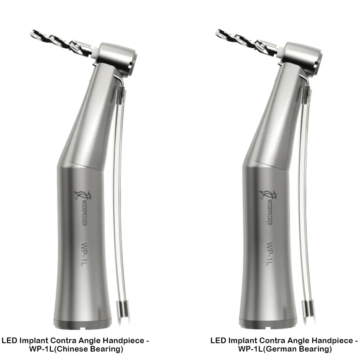 Beetle Dental Woodpecker LED implant handpiece silver contra angle implant drill WP-1L pair with tubing