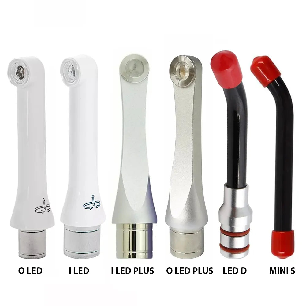 Beetle Dental assortment of Woodpecker LED light cure probes in white silver and black with red tips