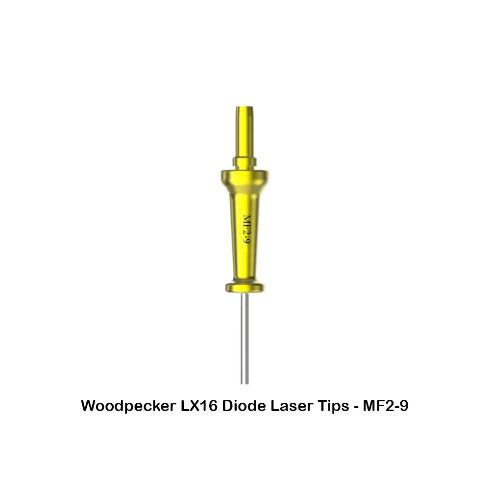 Beetle Dental Woodpecker LX16 diode laser tips. Gold MF2-9 dental diode laser tip with slim fiber