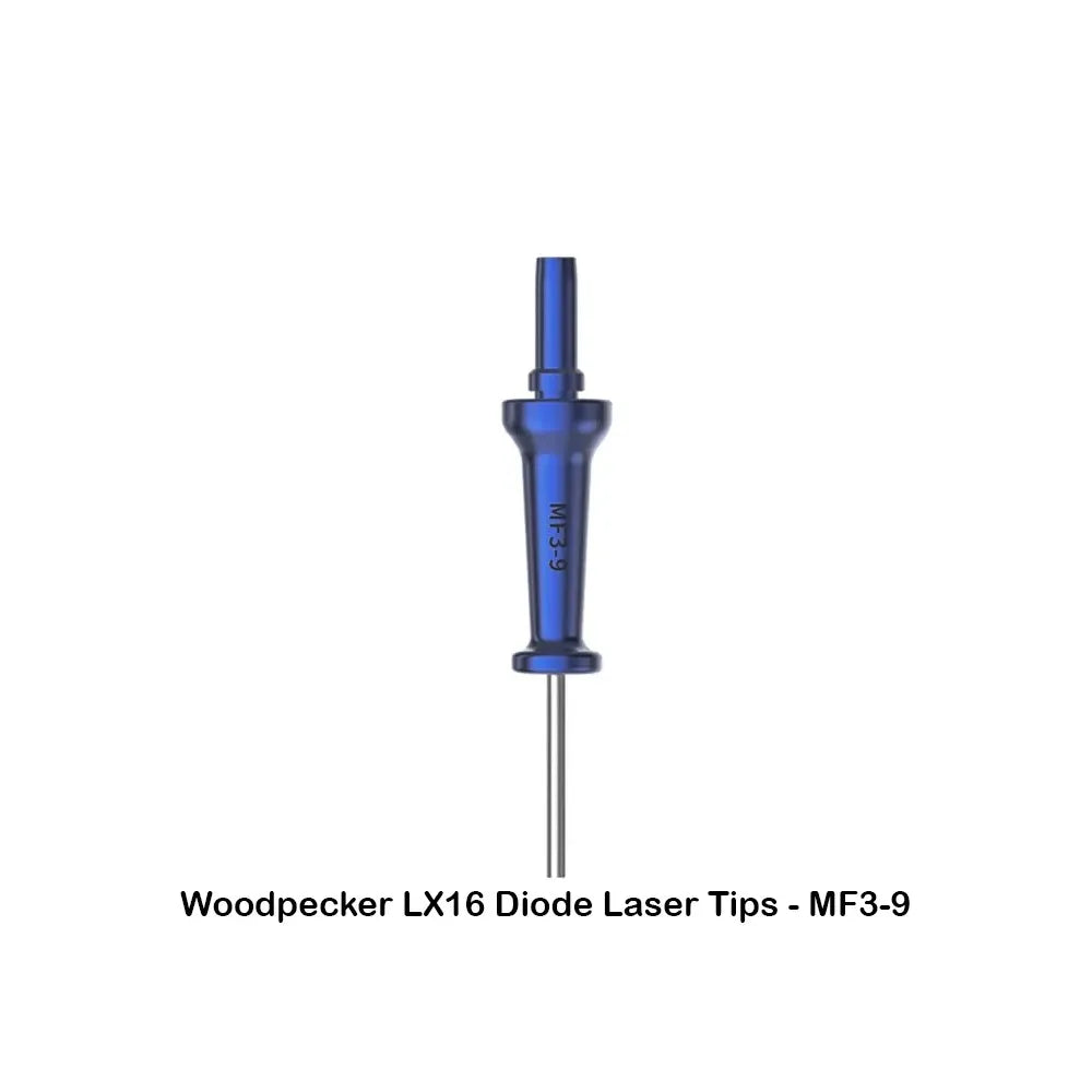 Blue dental handpiece tip for laser procedures Woodpecker LX16 diode laser tips. From Beetle Dental